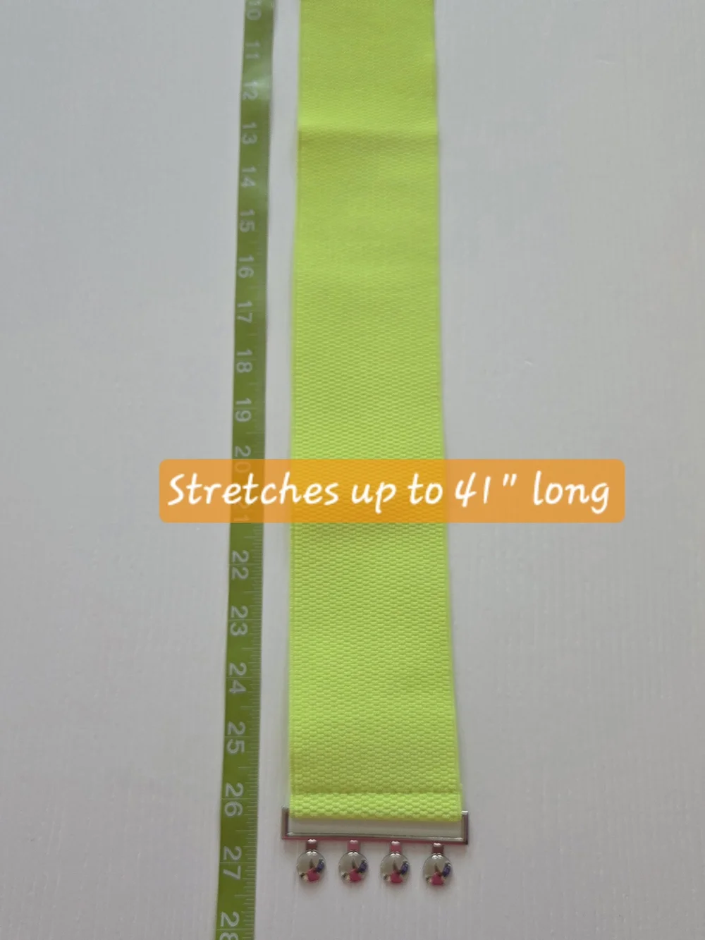 Elastic Neon Green Belt With Silver Buckle